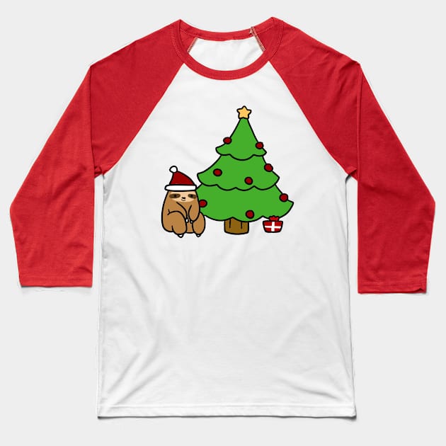 Christmas Tree Sloth Baseball T-Shirt by saradaboru